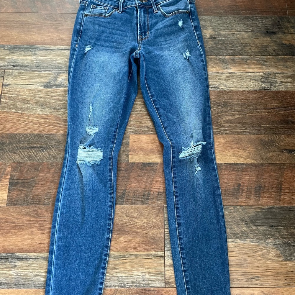 Old Navy Women's Distressed Skinny Jeans - Blue
